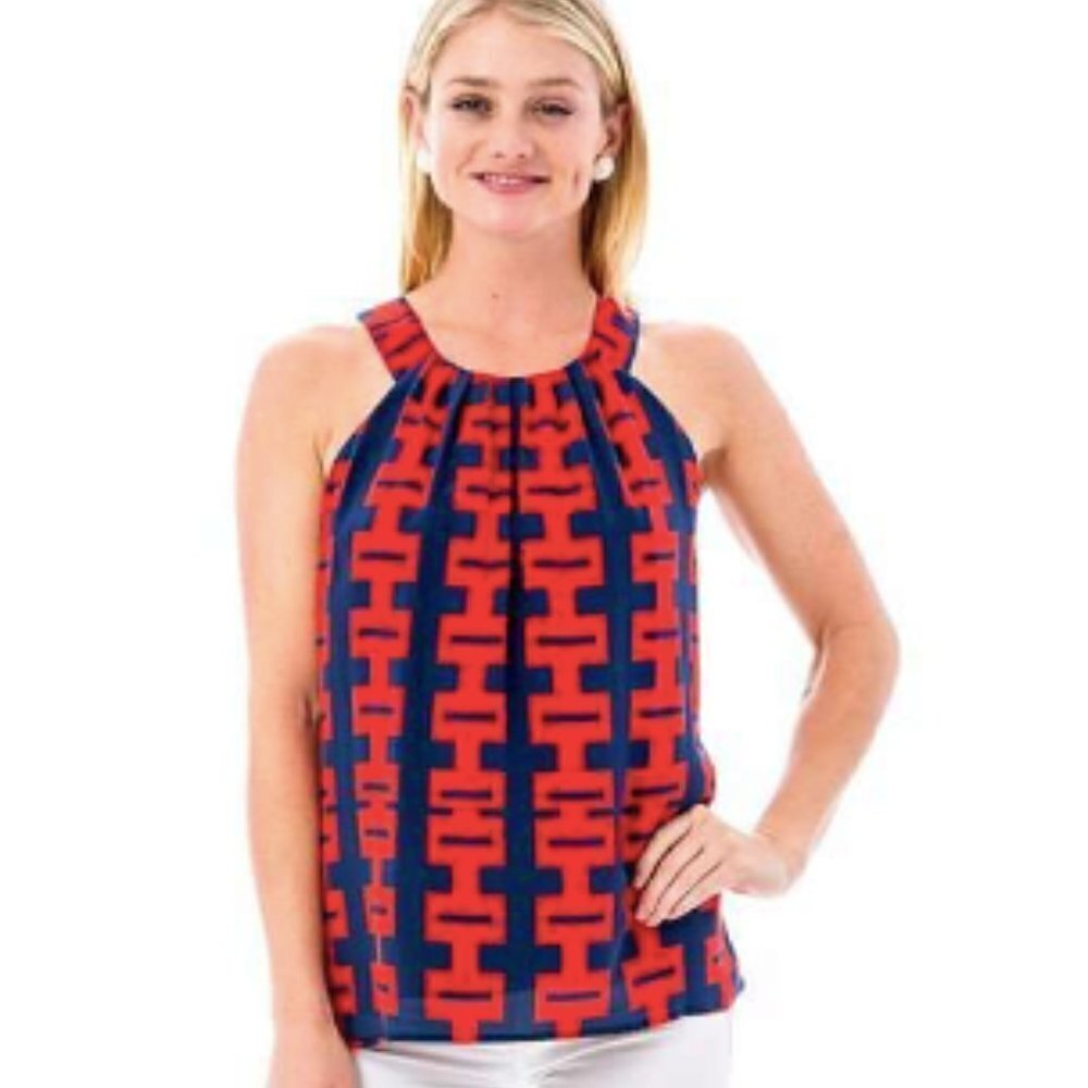 Elizabeth McKay Linda Sleeveless Top Race Coastal Preppy Nautical